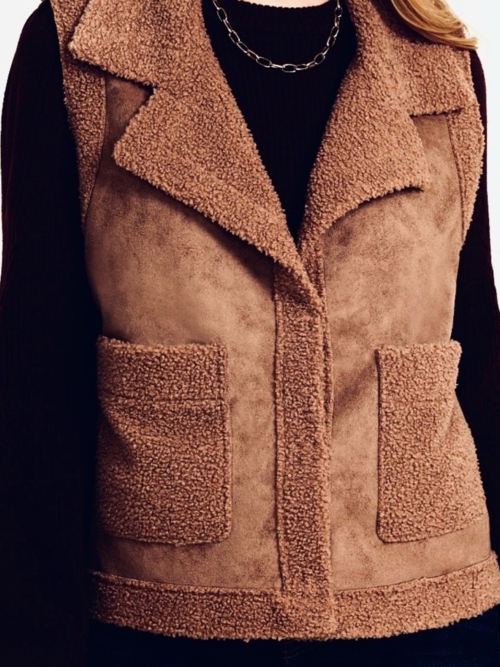 Maurices Women's Brown Shearling Sherpa Vest